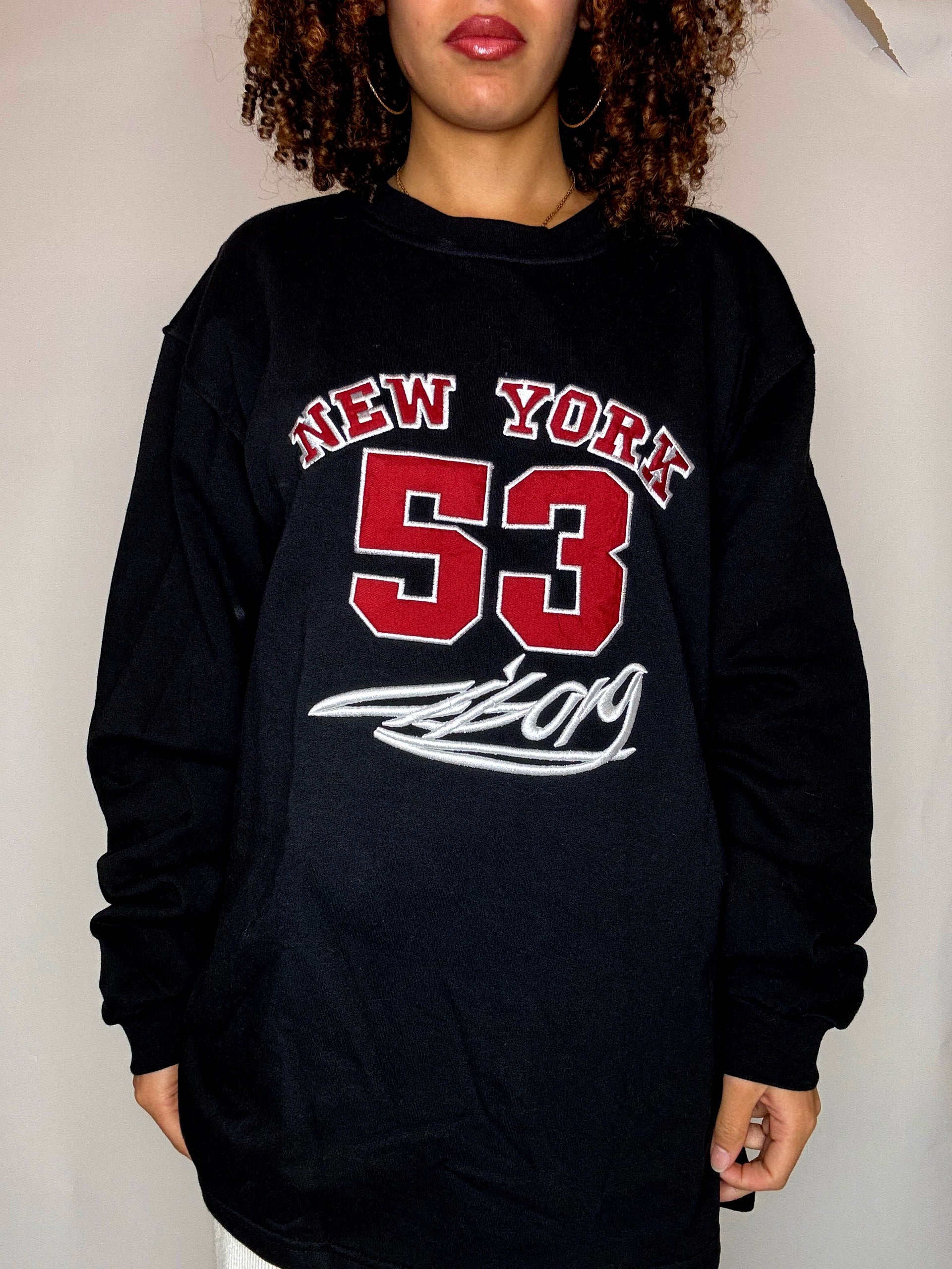 Black crew-neck sweatshirt NEW YORK L/XL vintage