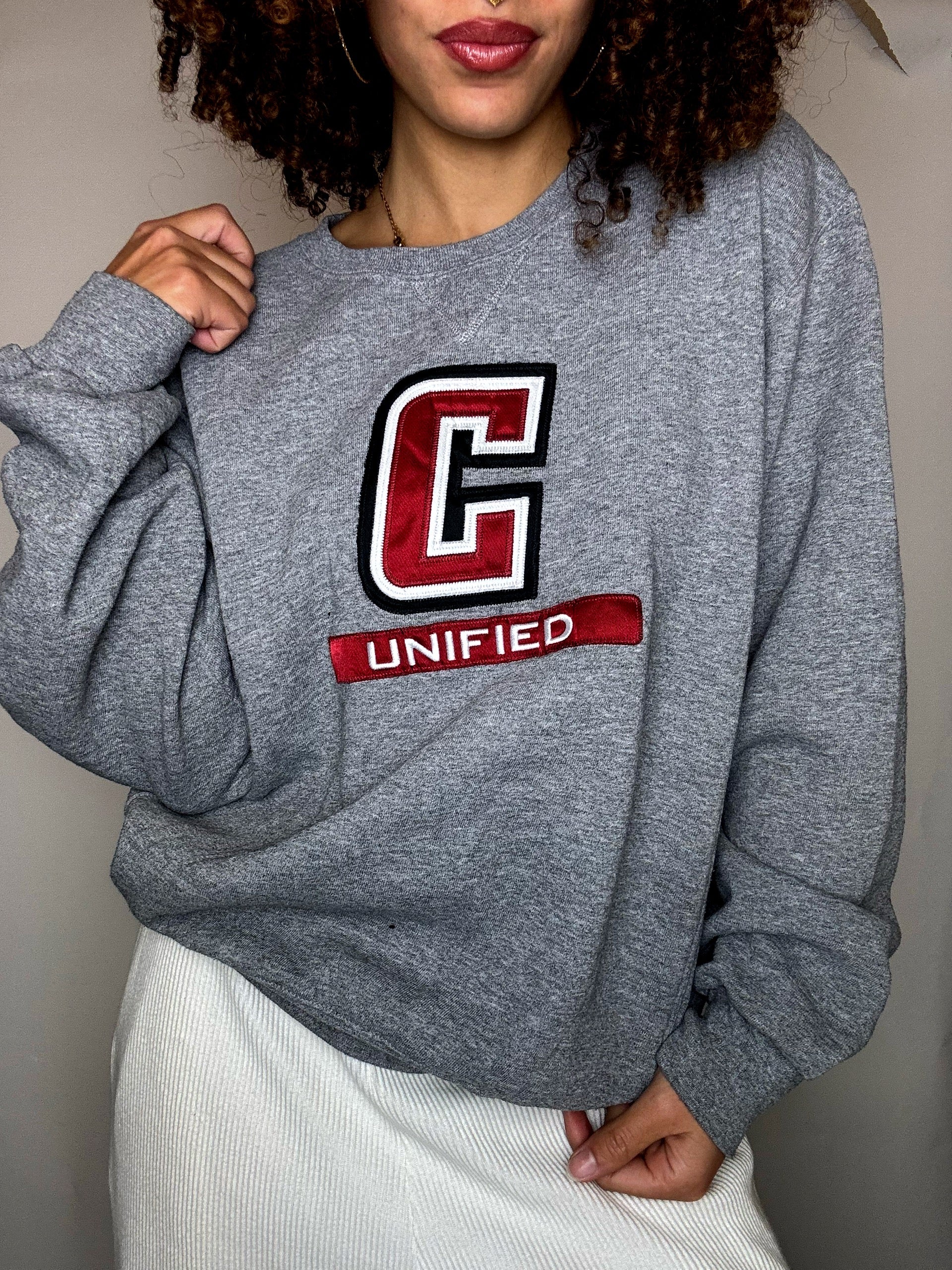 Sweat col rond gris M vintage