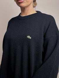 LACOSTE XL vintage navy crew neck wool sweater