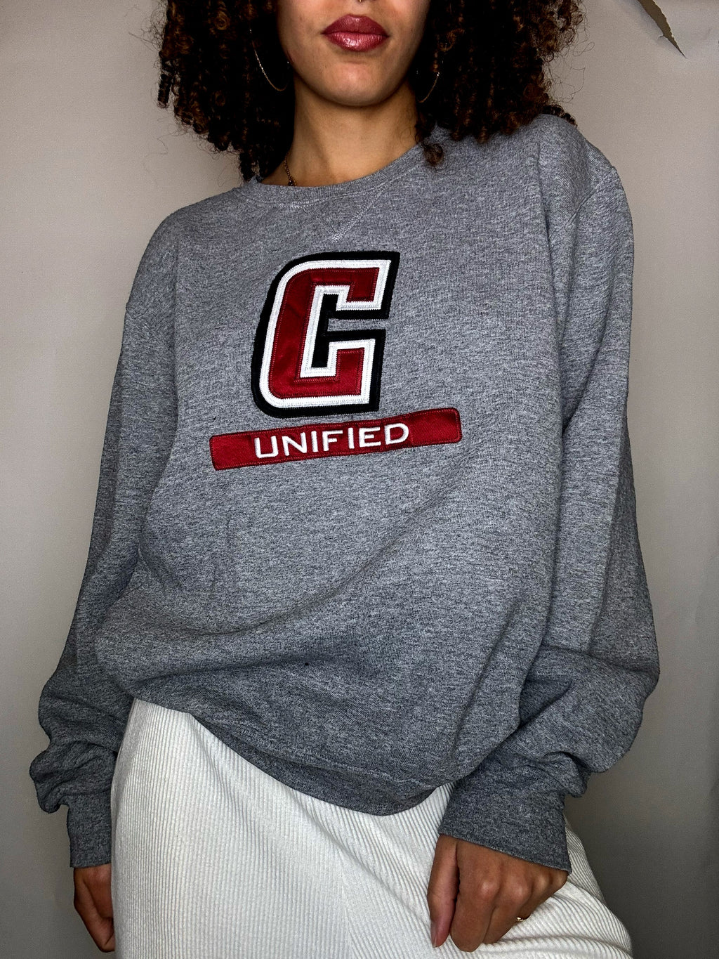 Sweat col rond gris M vintage