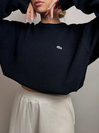 LACOSTE XL vintage navy crew neck wool sweater