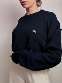 LACOSTE XL vintage navy crew neck wool sweater