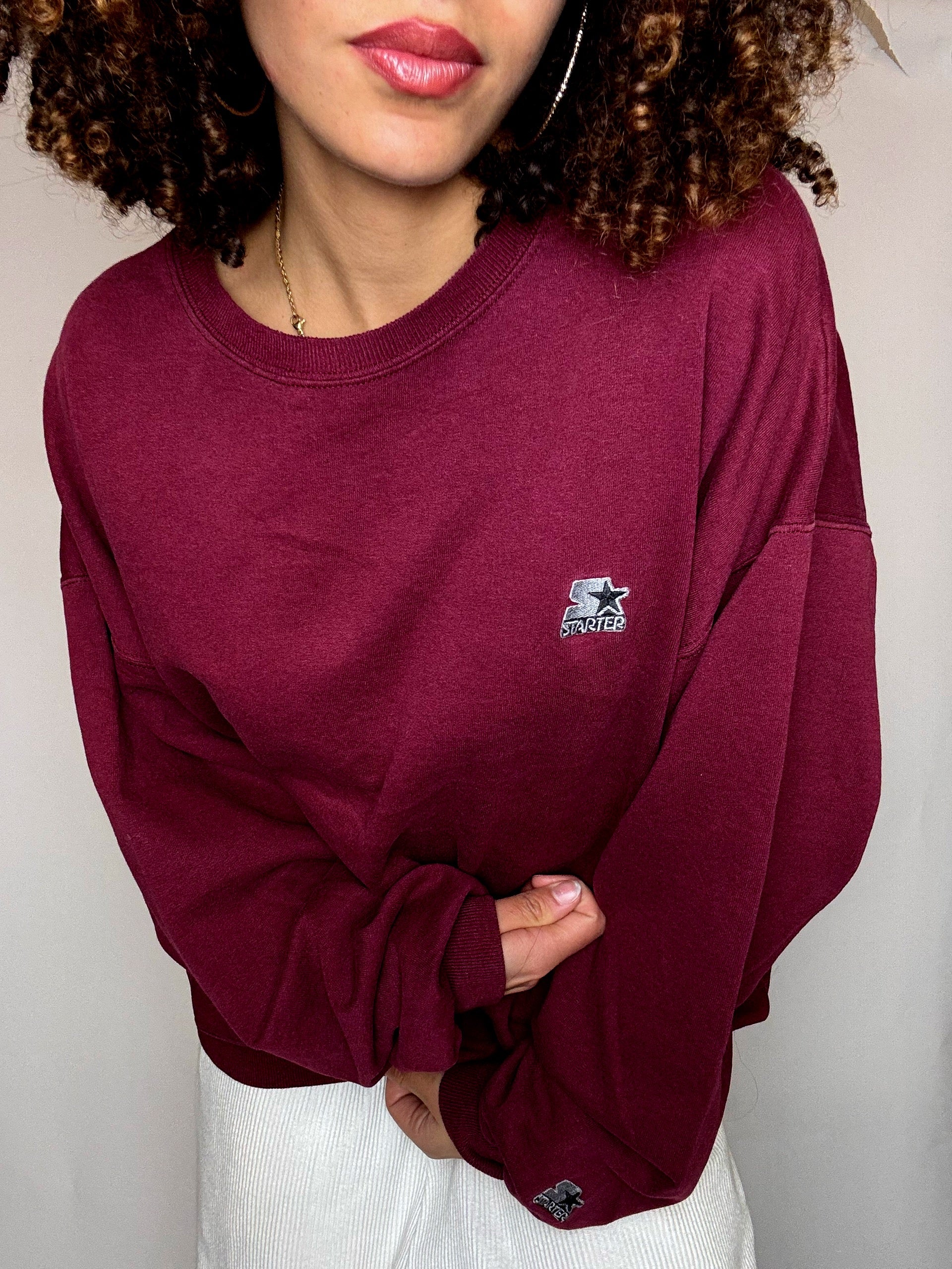 Sweat col rond bordeaux STARTER L vintage