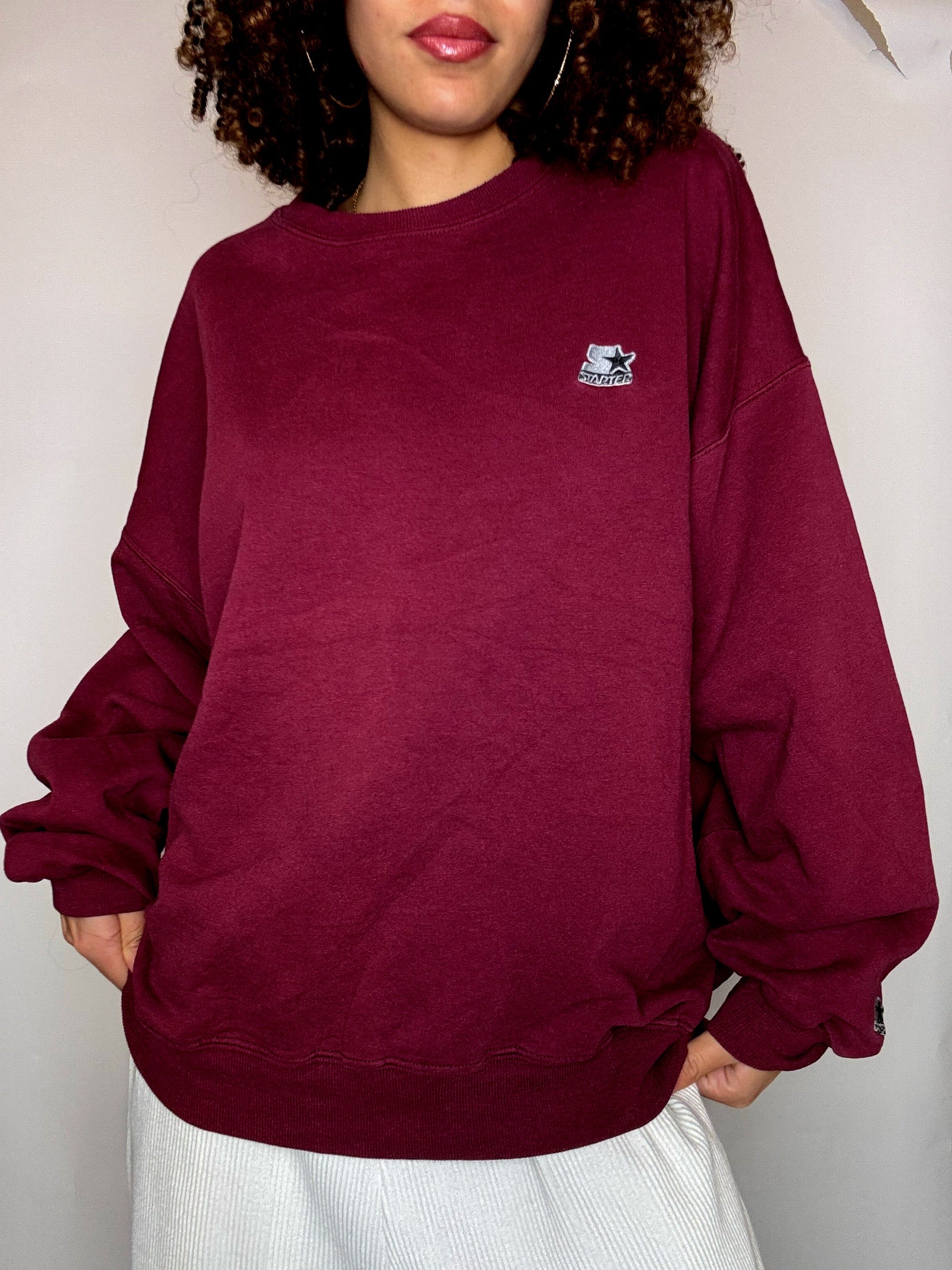 Sweat col rond bordeaux STARTER L vintage