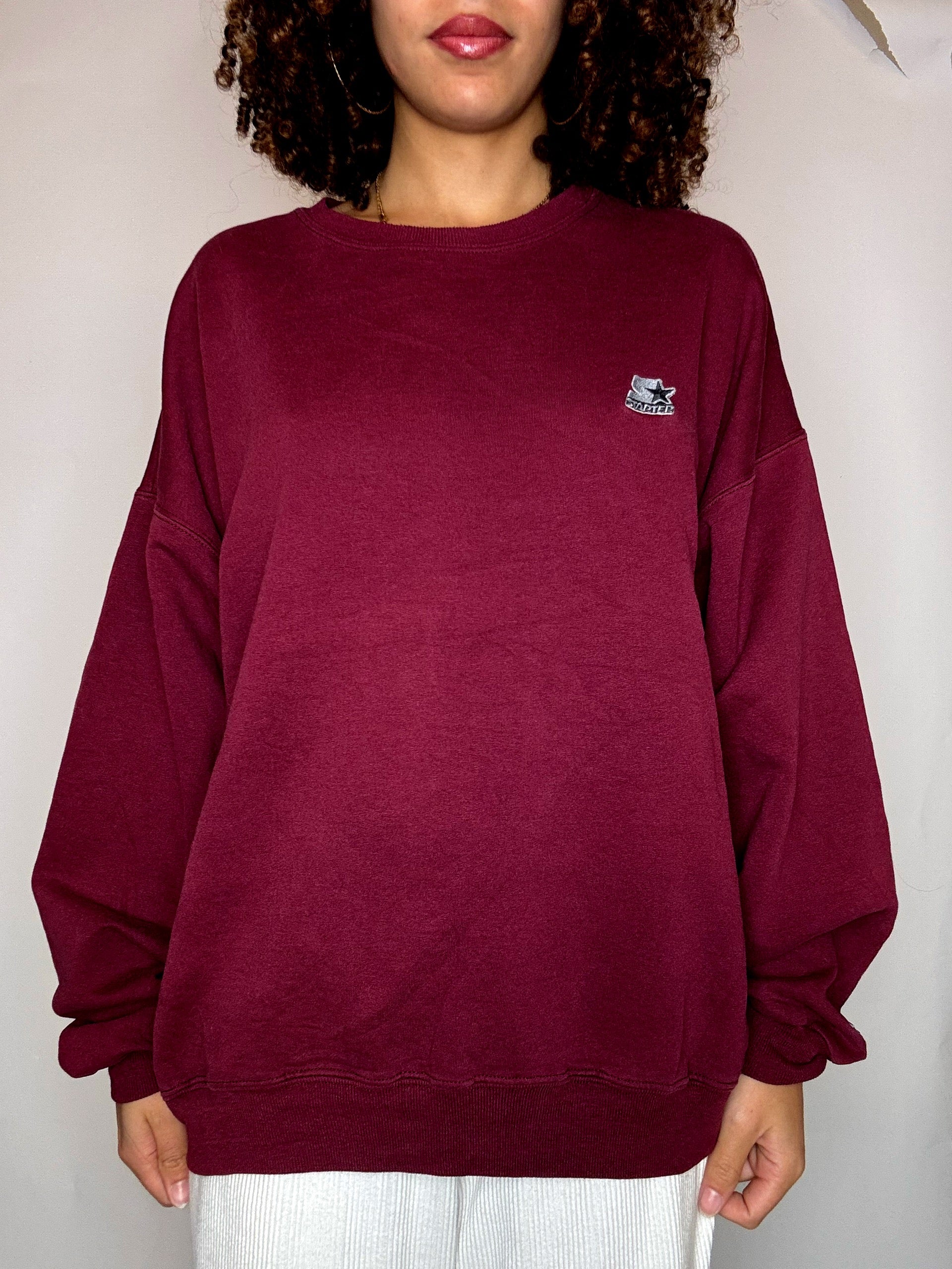 Sweat col rond bordeaux STARTER L vintage