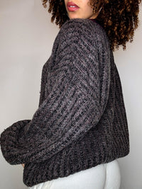 Pull en maille brun a motif XL vintage