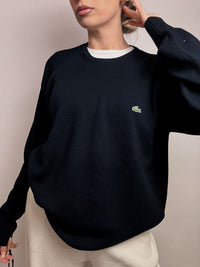 LACOSTE L Vintage marineblauer Rundhalspullover aus Baumwolle