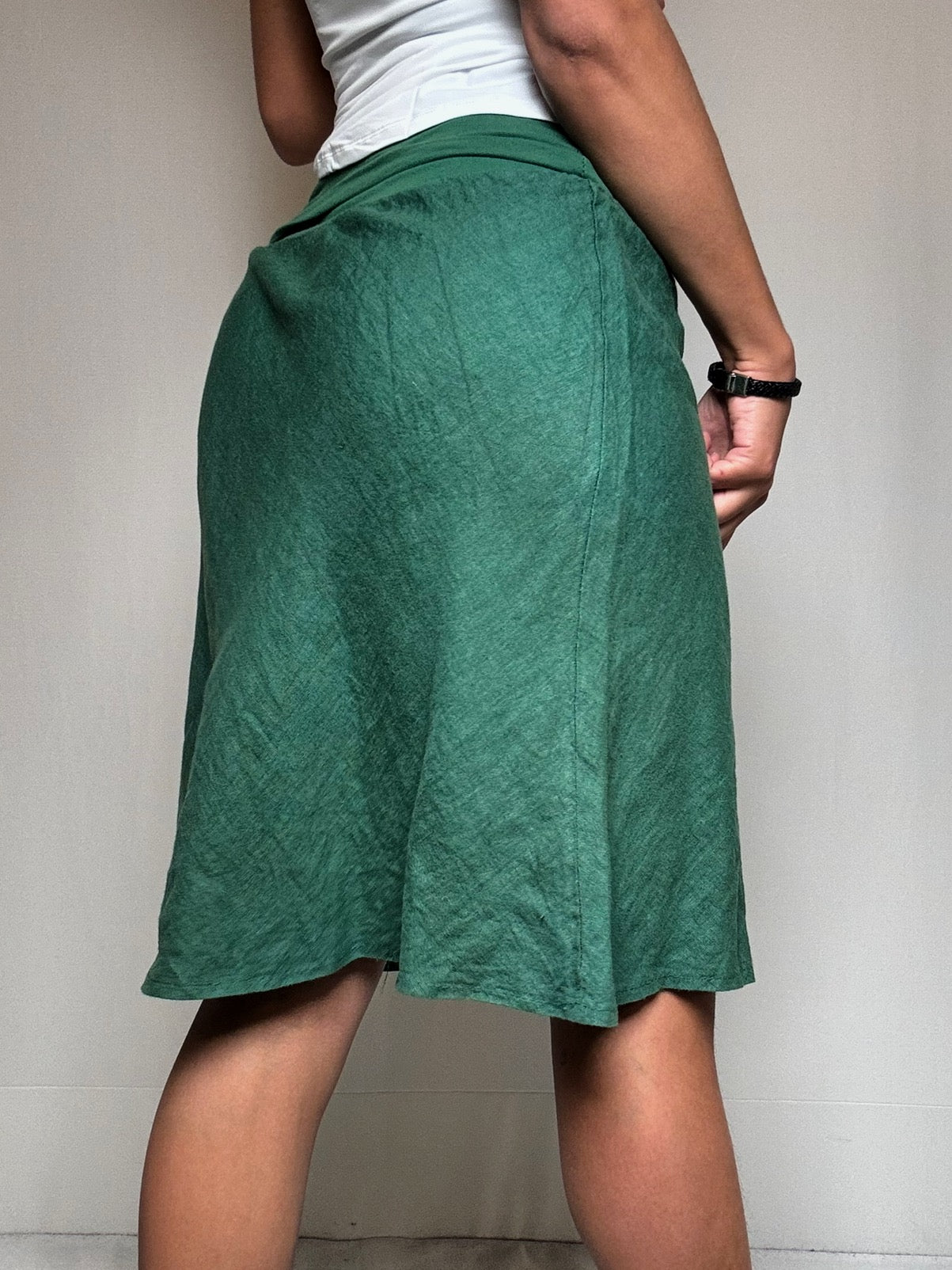 Jupe en lin verte M/L vintage