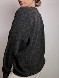LACOSTE L vintage dark gray V-neck wool sweater