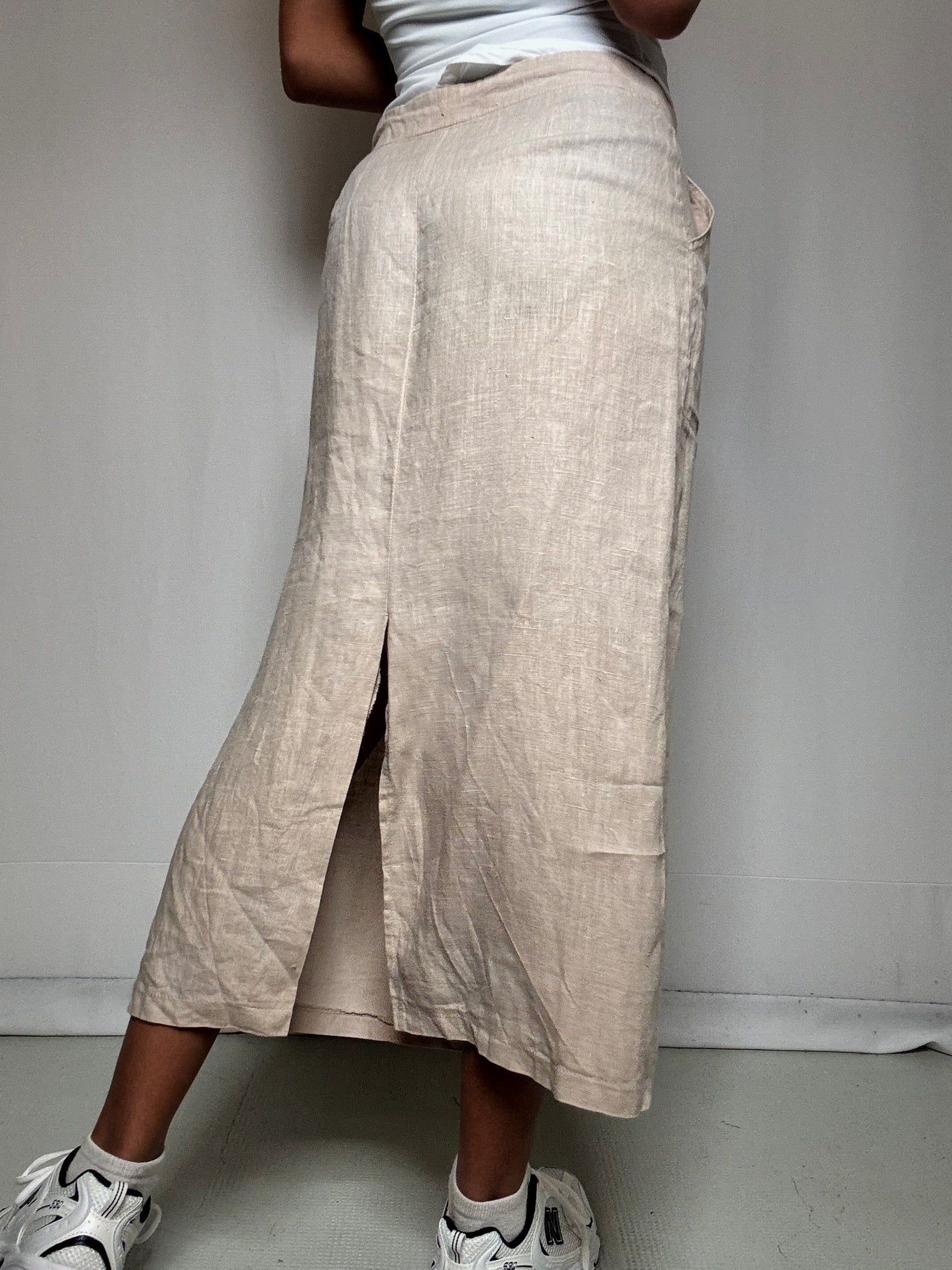 Jupe en lin beige M vintage