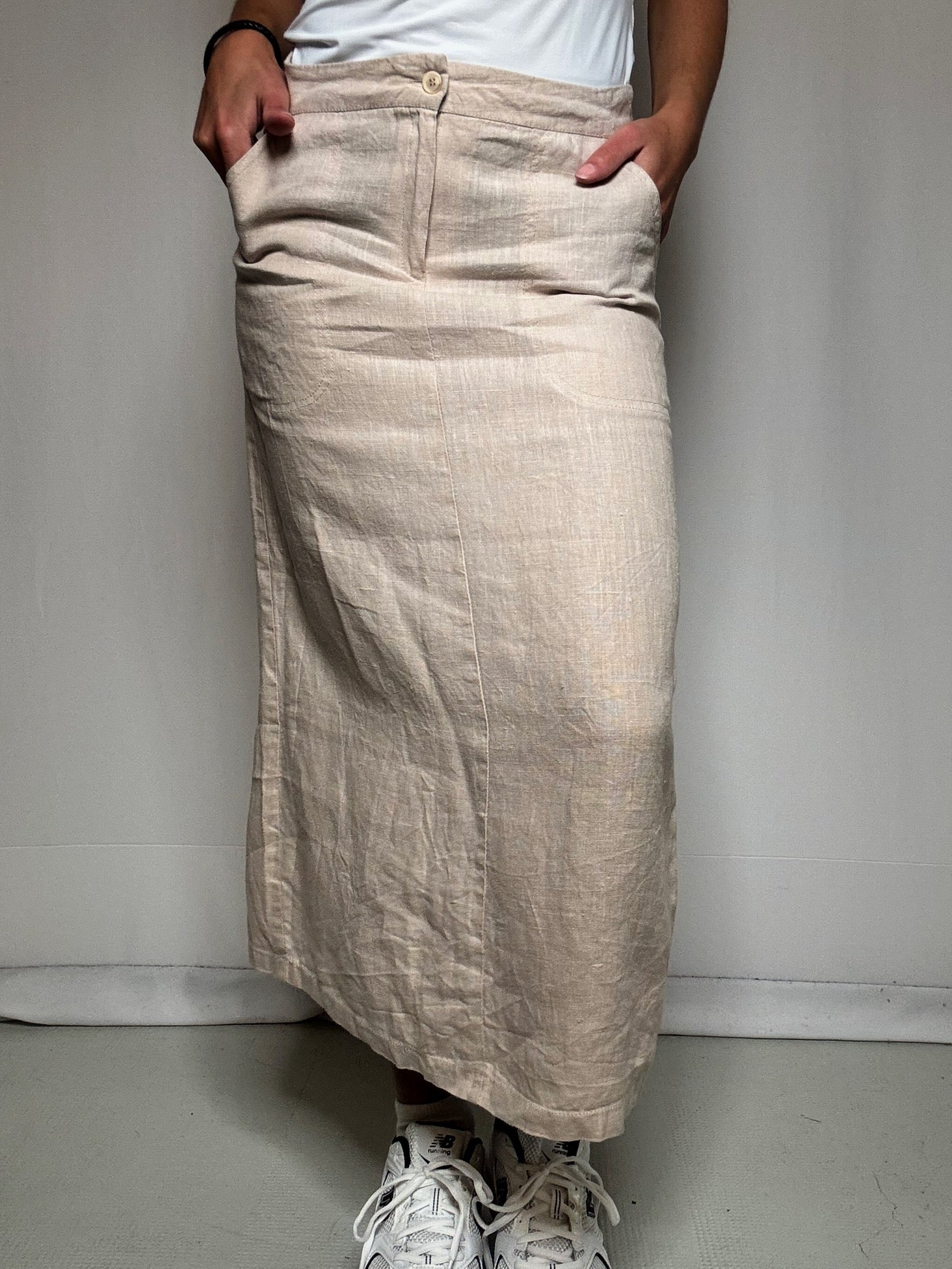 Jupe en lin beige M vintage