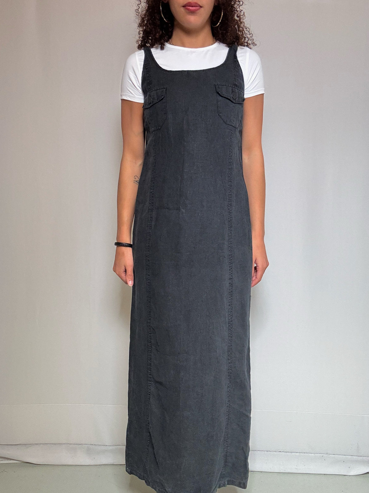Robe en lin noire M/L vintage