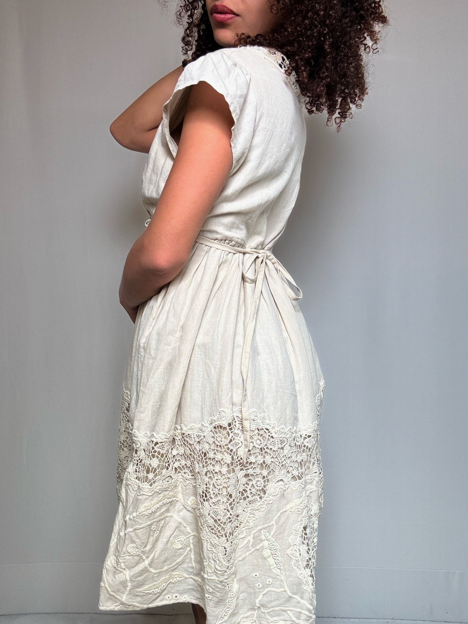 Robe en lin beige L vintage