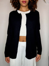 Vintage-Strickjacke aus schwarzem Kaschmir, Größe L