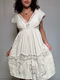 Beiges Leinenkleid Gr. L vintage
