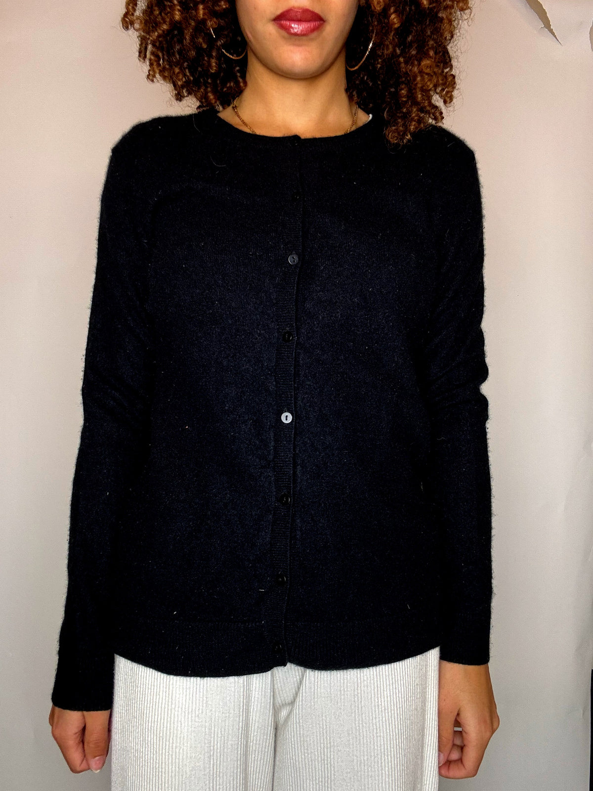 Vintage-Strickjacke aus schwarzem Kaschmir, Größe L