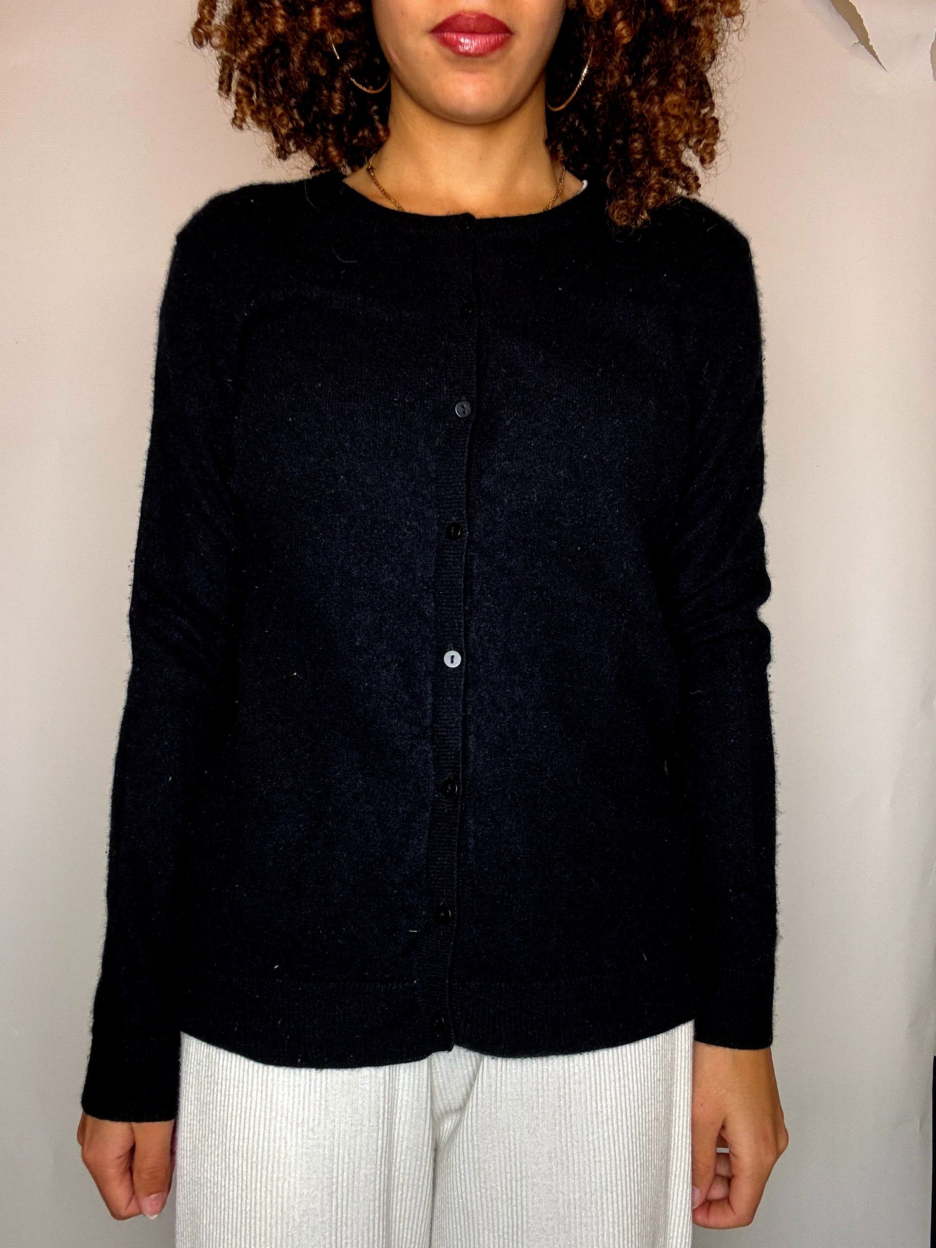 Vintage-Strickjacke aus schwarzem Kaschmir, Größe L