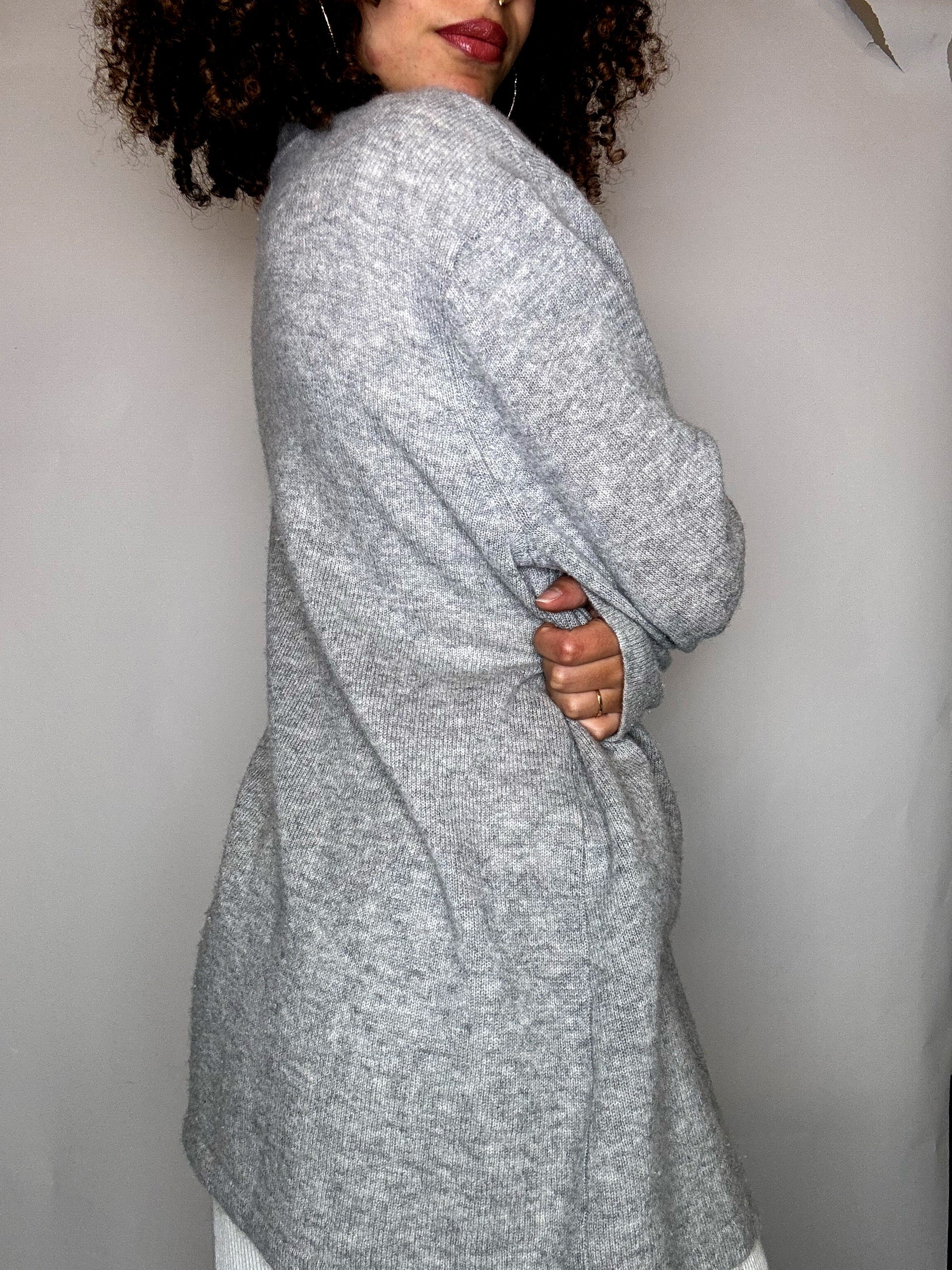 Cardigan gris en cashmere XXL vintage