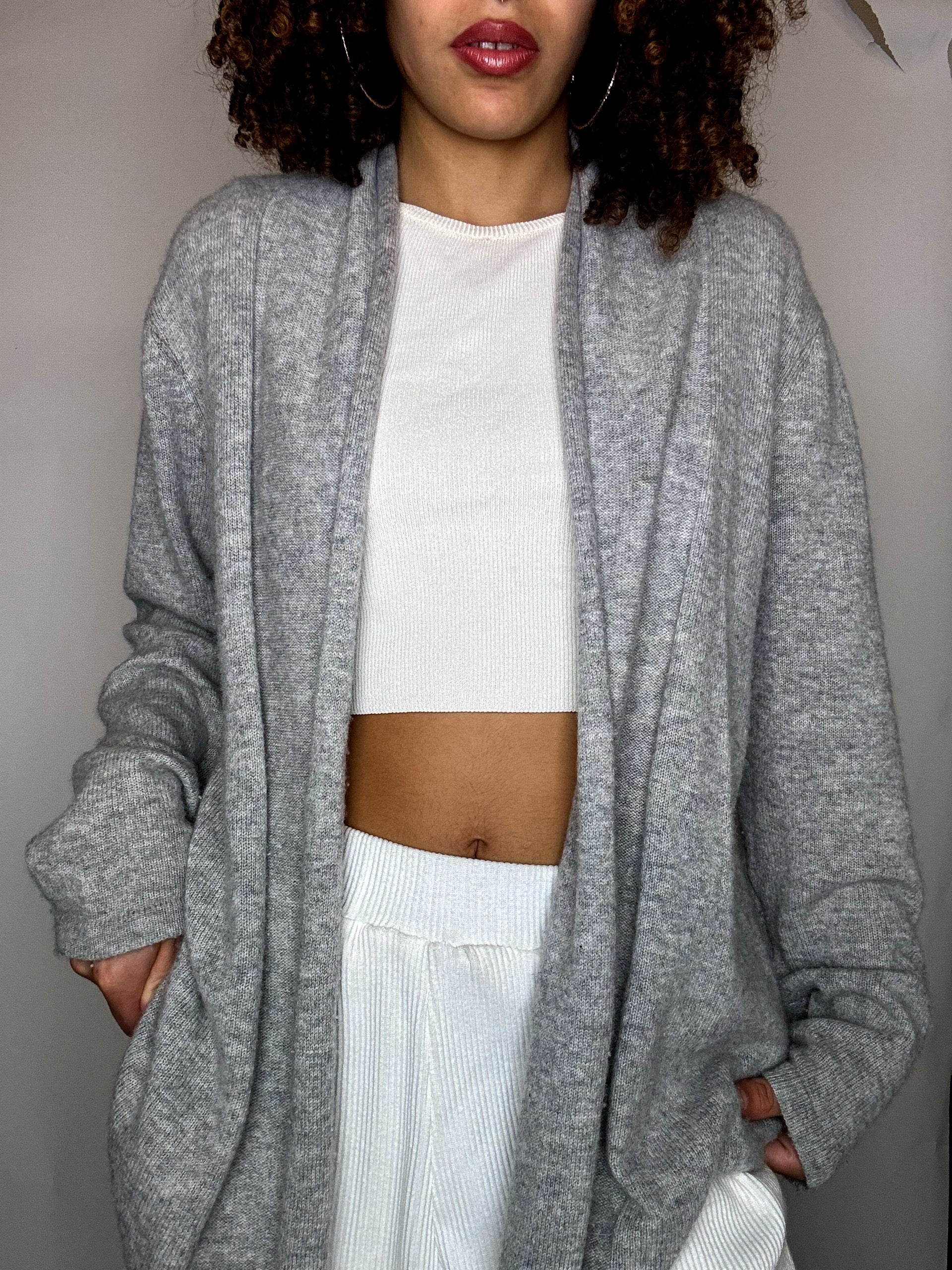 Vintage XXL grey cashmere cardigan