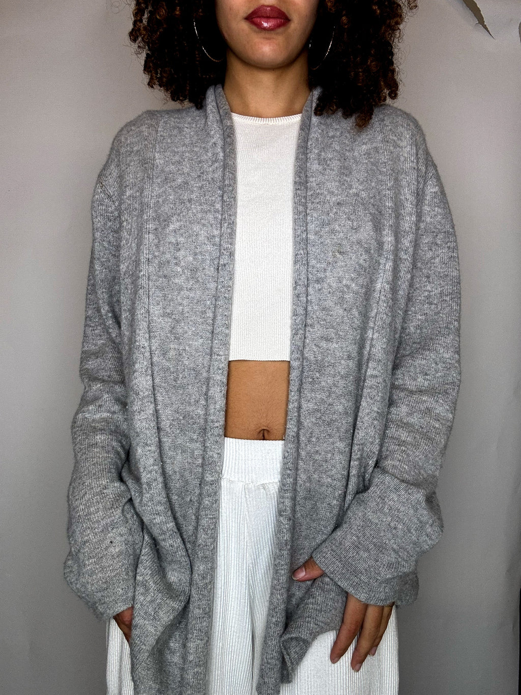 Vintage XXL grey cashmere cardigan