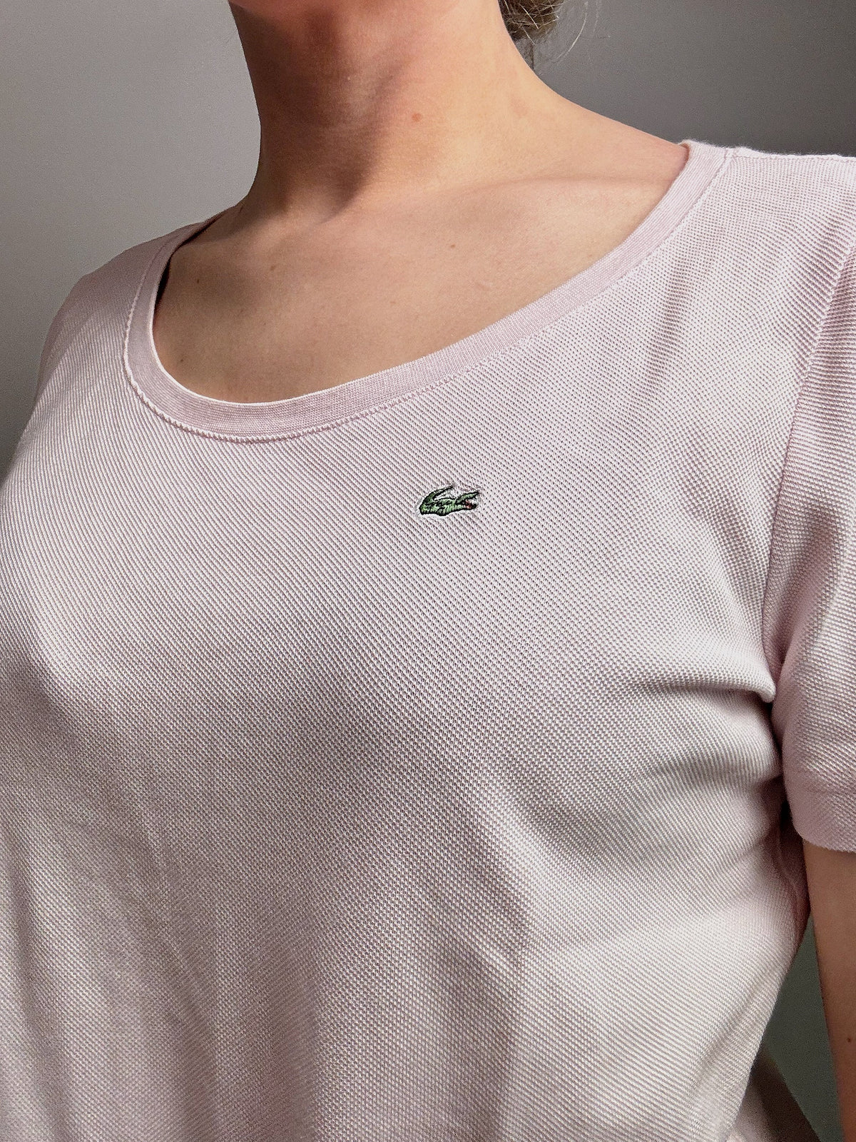 LACOSTE L/XL vintage pink t-shirt style polo shirt