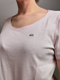 LACOSTE L/XL vintage pink t-shirt style polo shirt