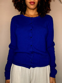 Cardigan en cashmere bleu électrique M vintage