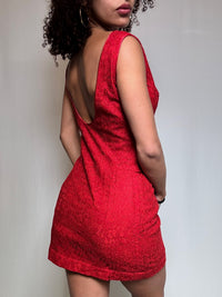 Rotes Vintage-Spitzenkleid Größe S