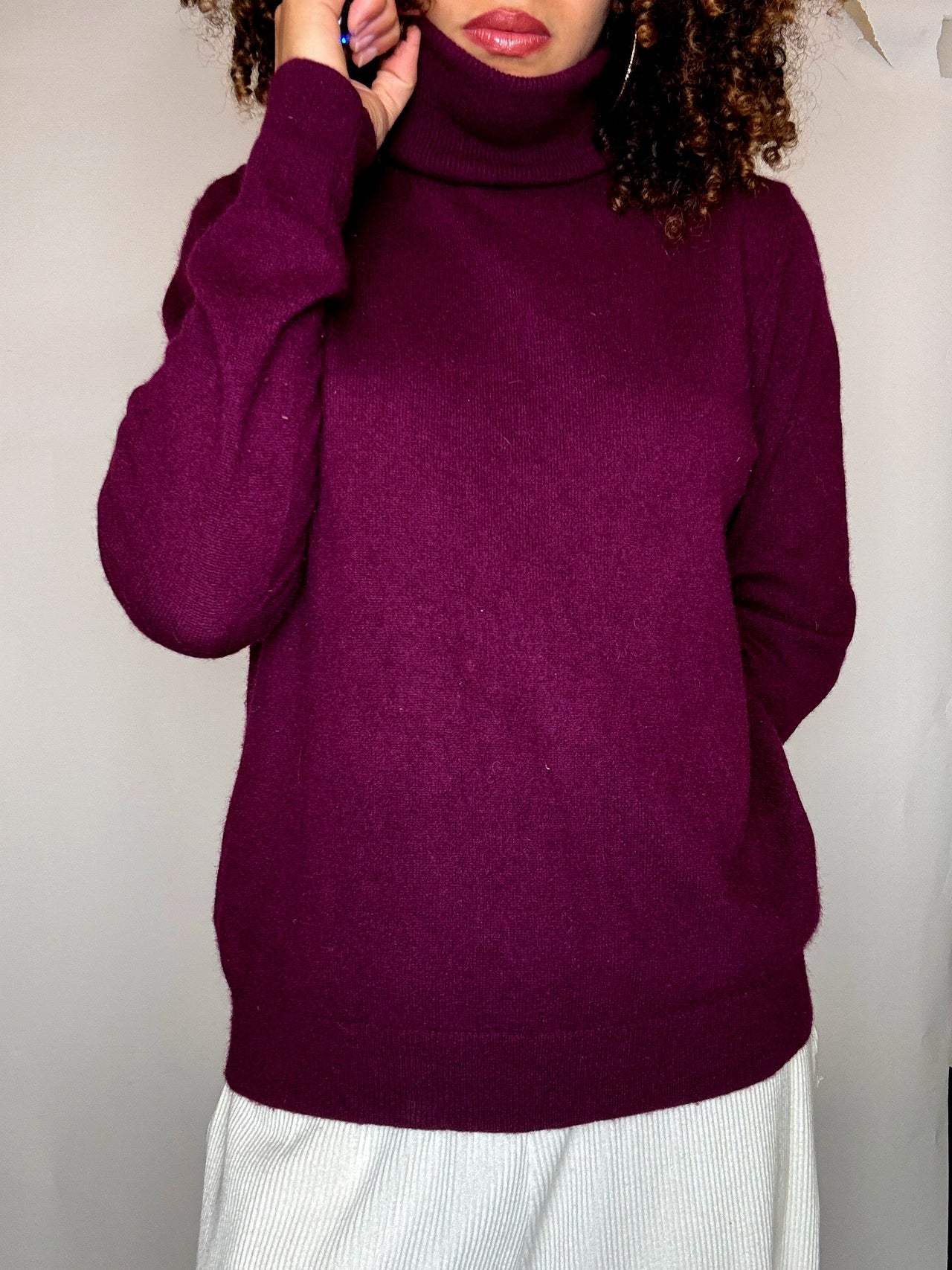 Pull en cachemire violet M vintage