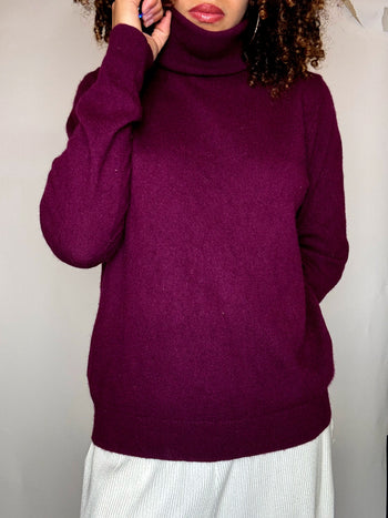 Pull en cachemire violet M vintage