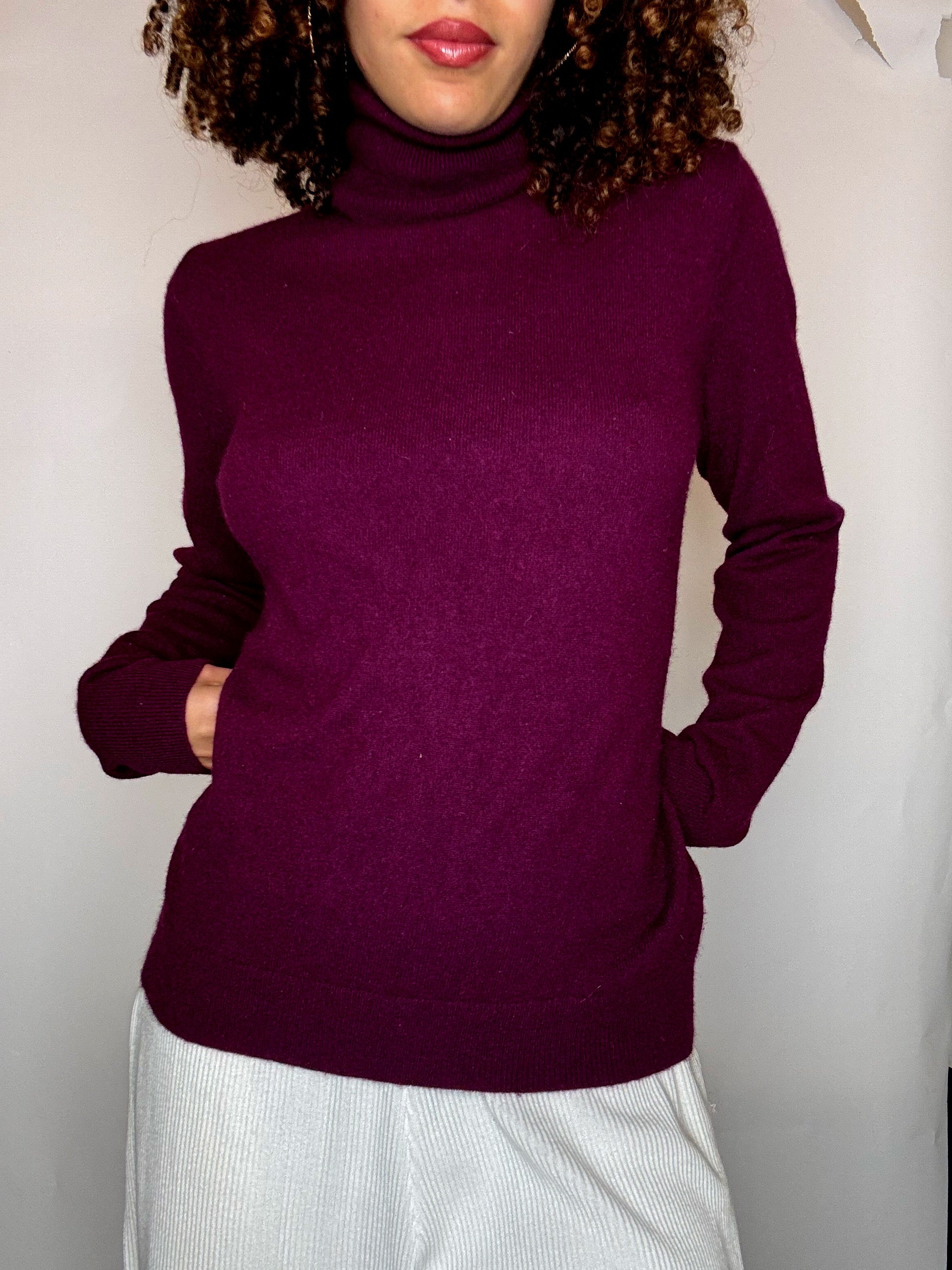 Pull en cachemire violet M vintage