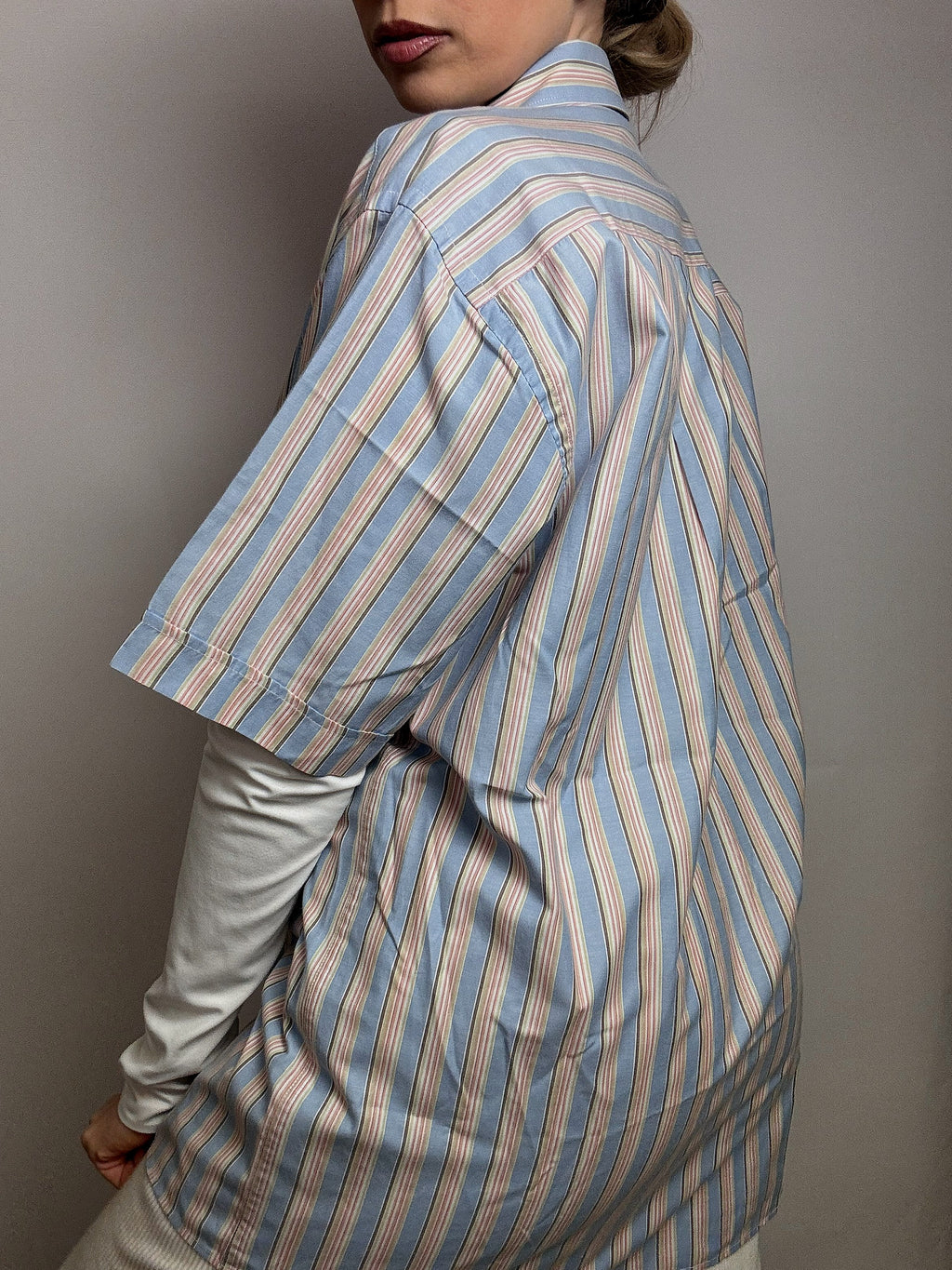 Chemise rayée pastel LACOSTE XL vintage