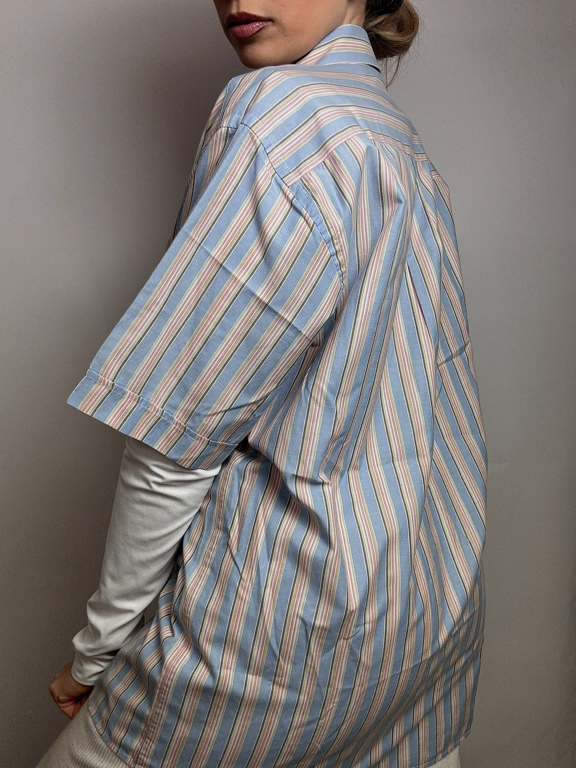 Chemise rayée pastel LACOSTE XL vintage