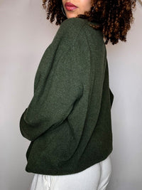 Pull merinos kaki col V XL vintage
