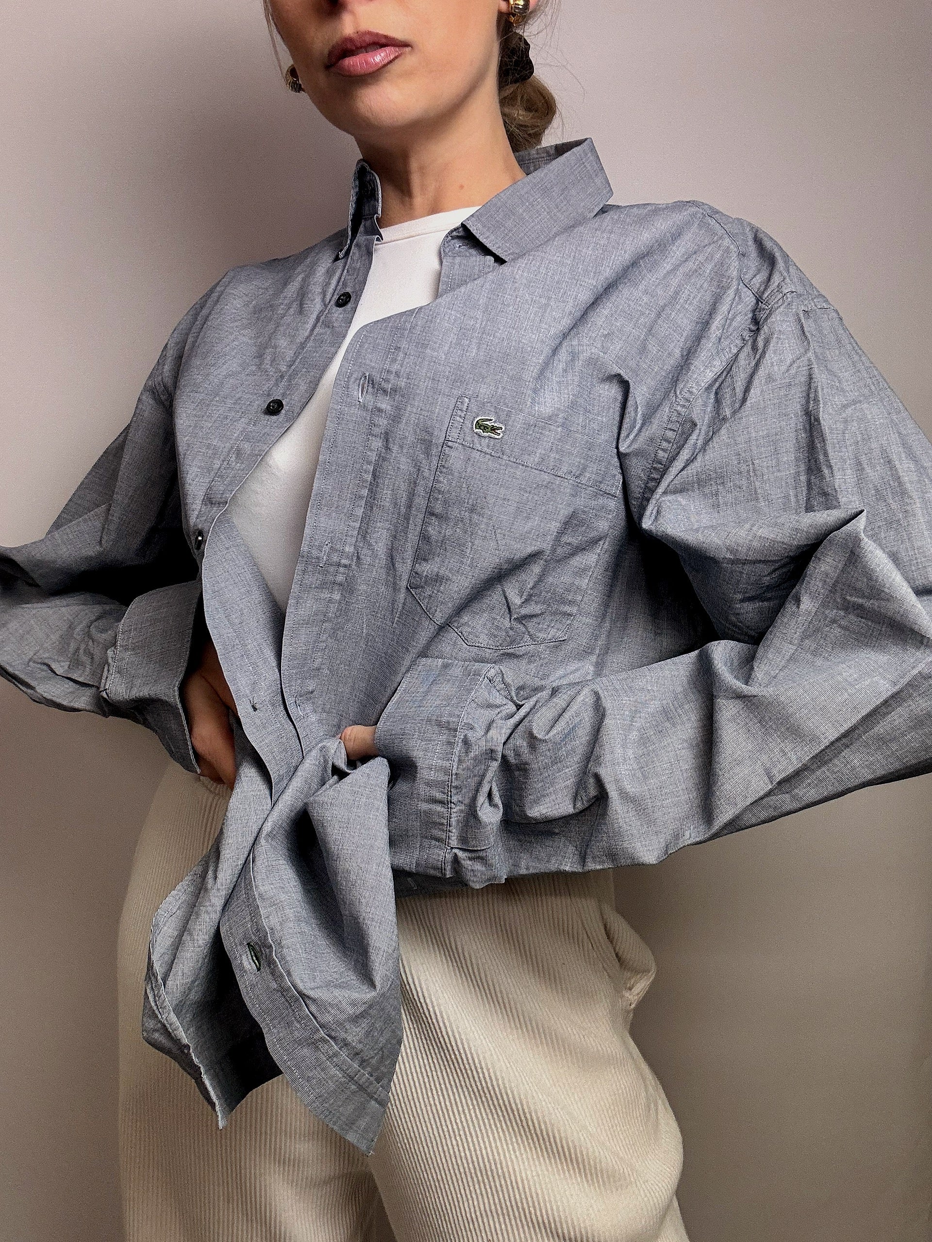 LACOSTE L/XL vintage denim blue shirt 