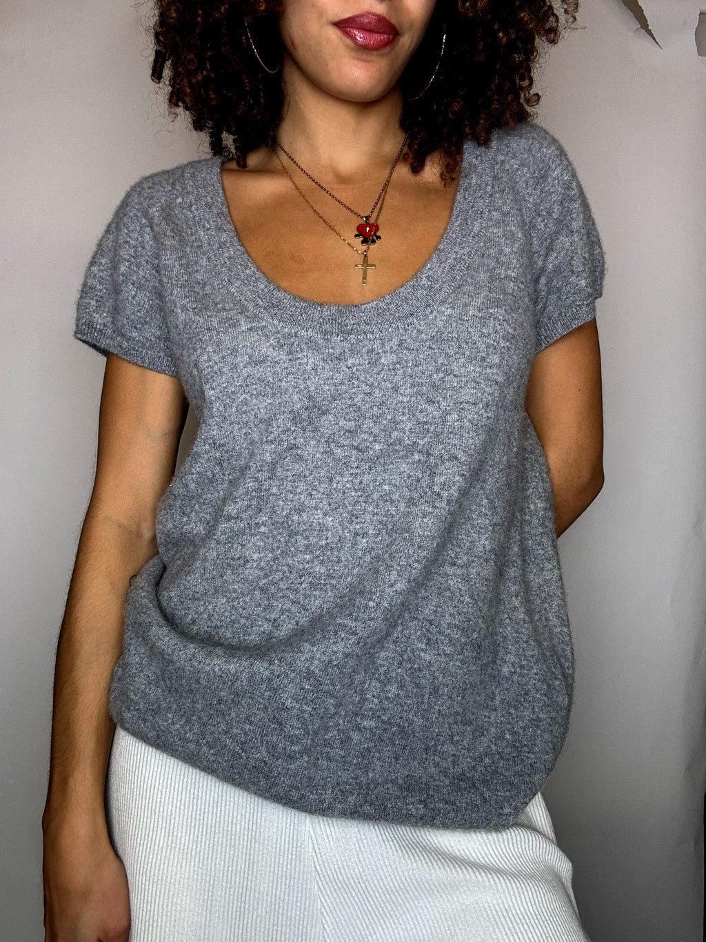 gilet gris en cashmere L vintage