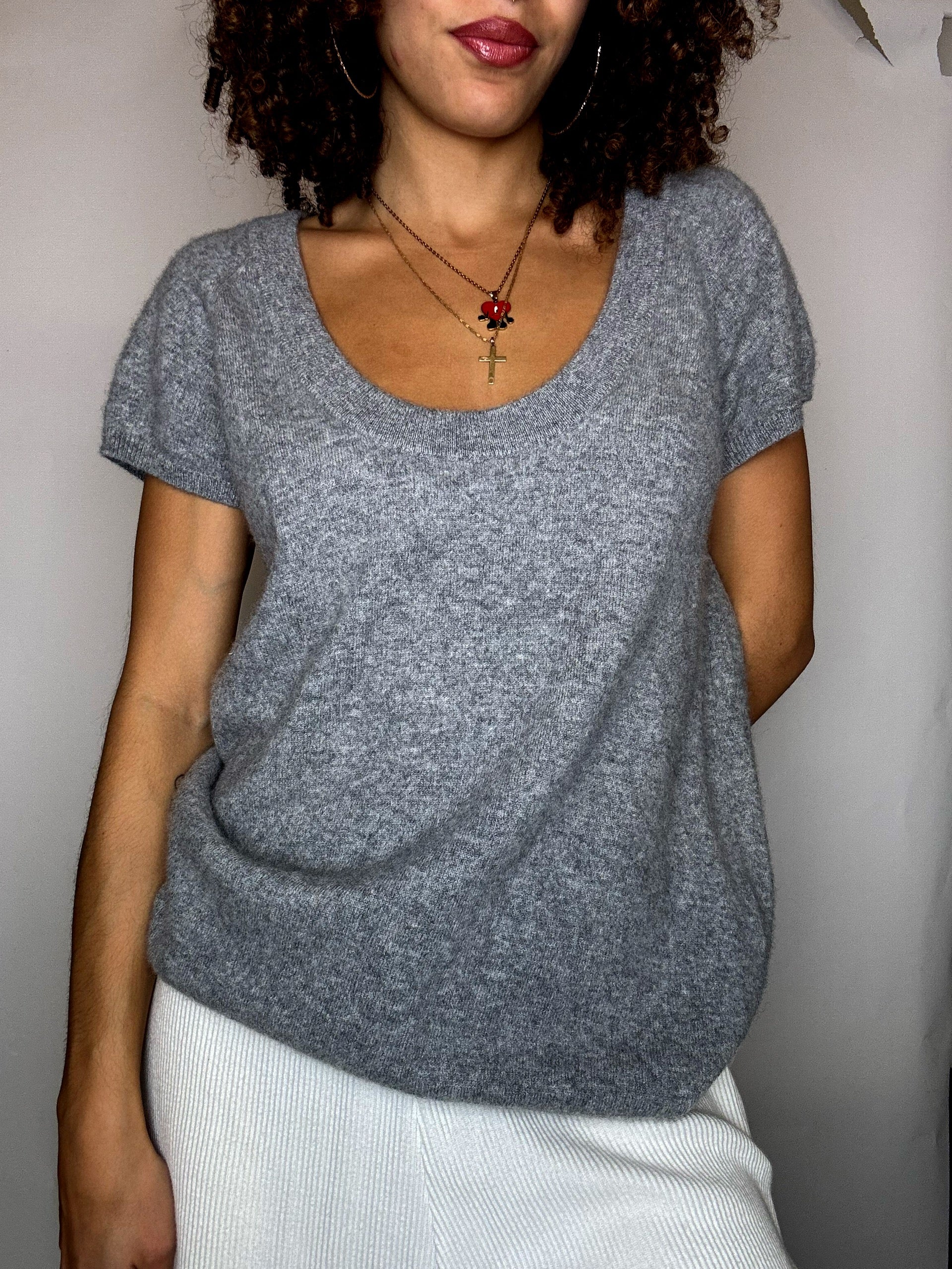 gilet gris en cashmere L vintage
