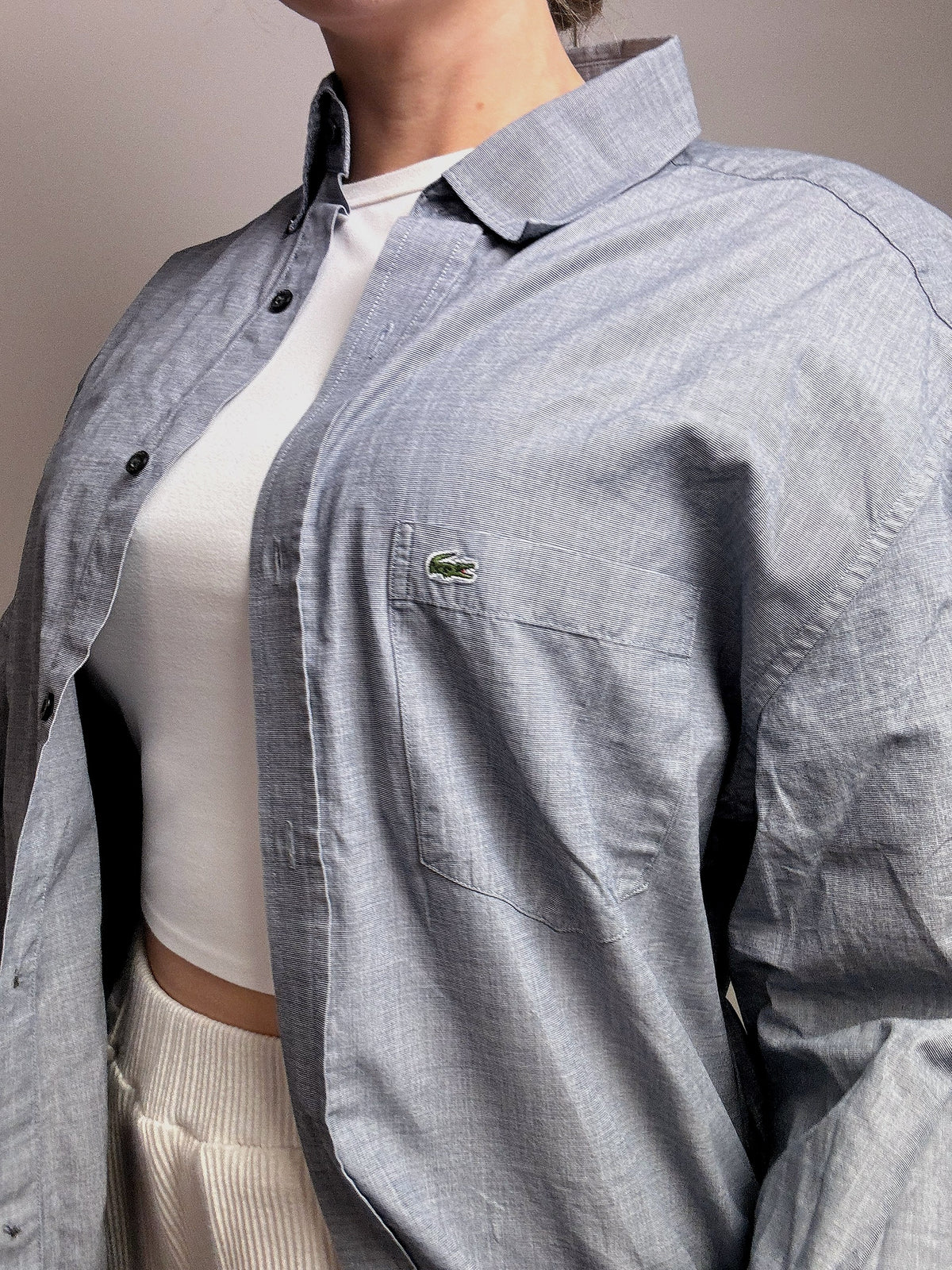 LACOSTE L/XL vintage denim blue shirt 