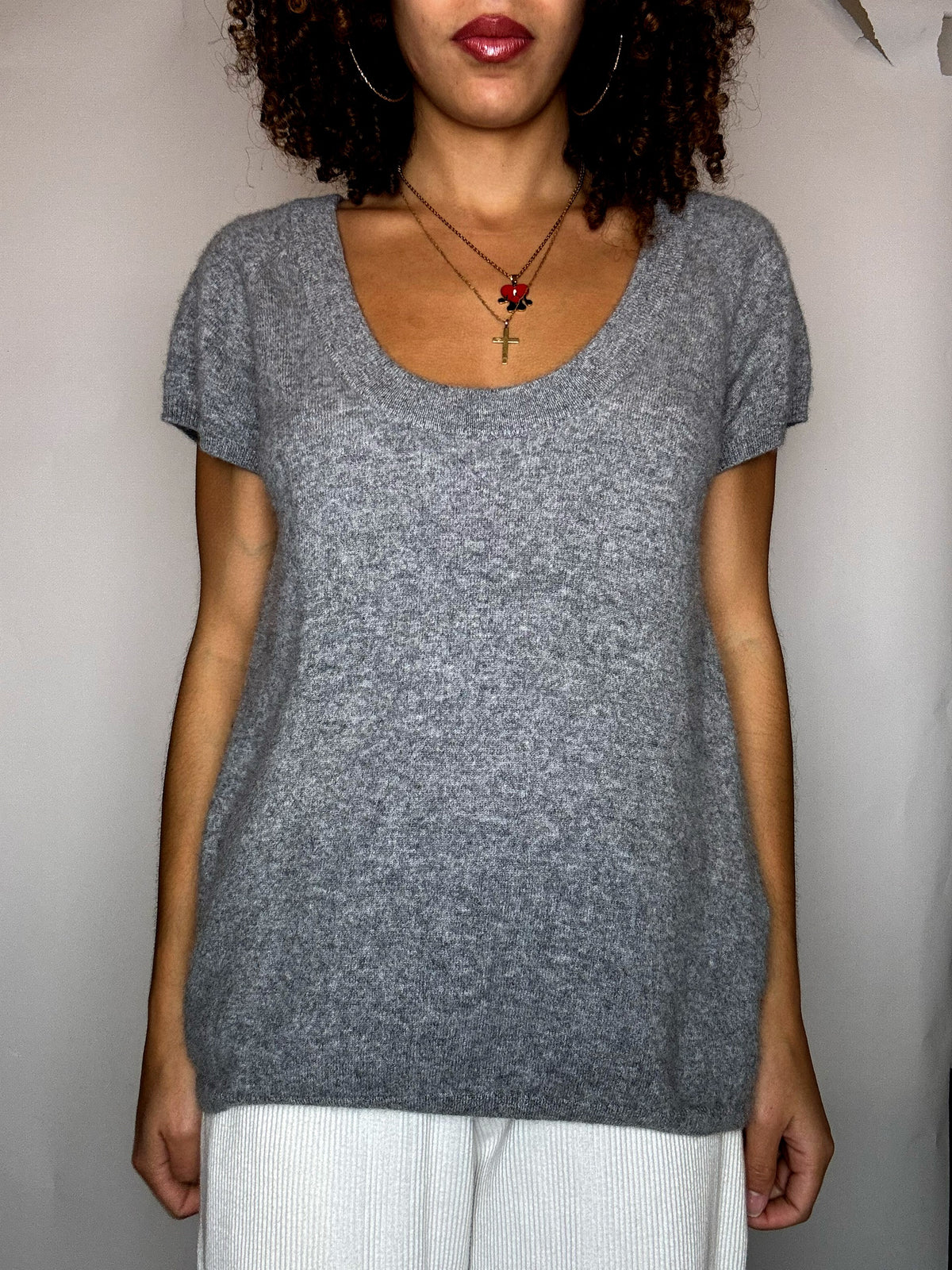 gilet gris en cashmere L vintage