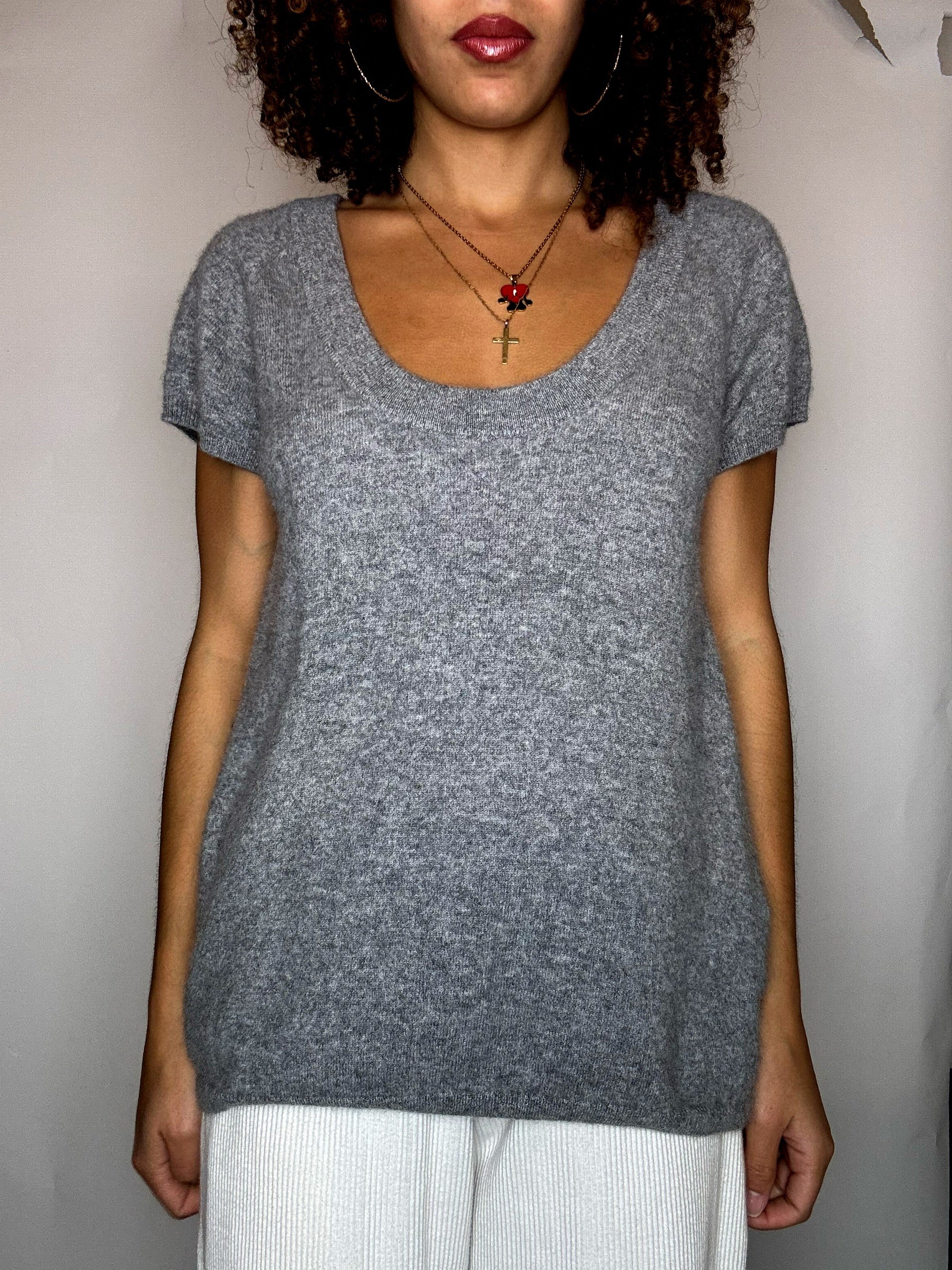 gilet gris en cashmere L vintage