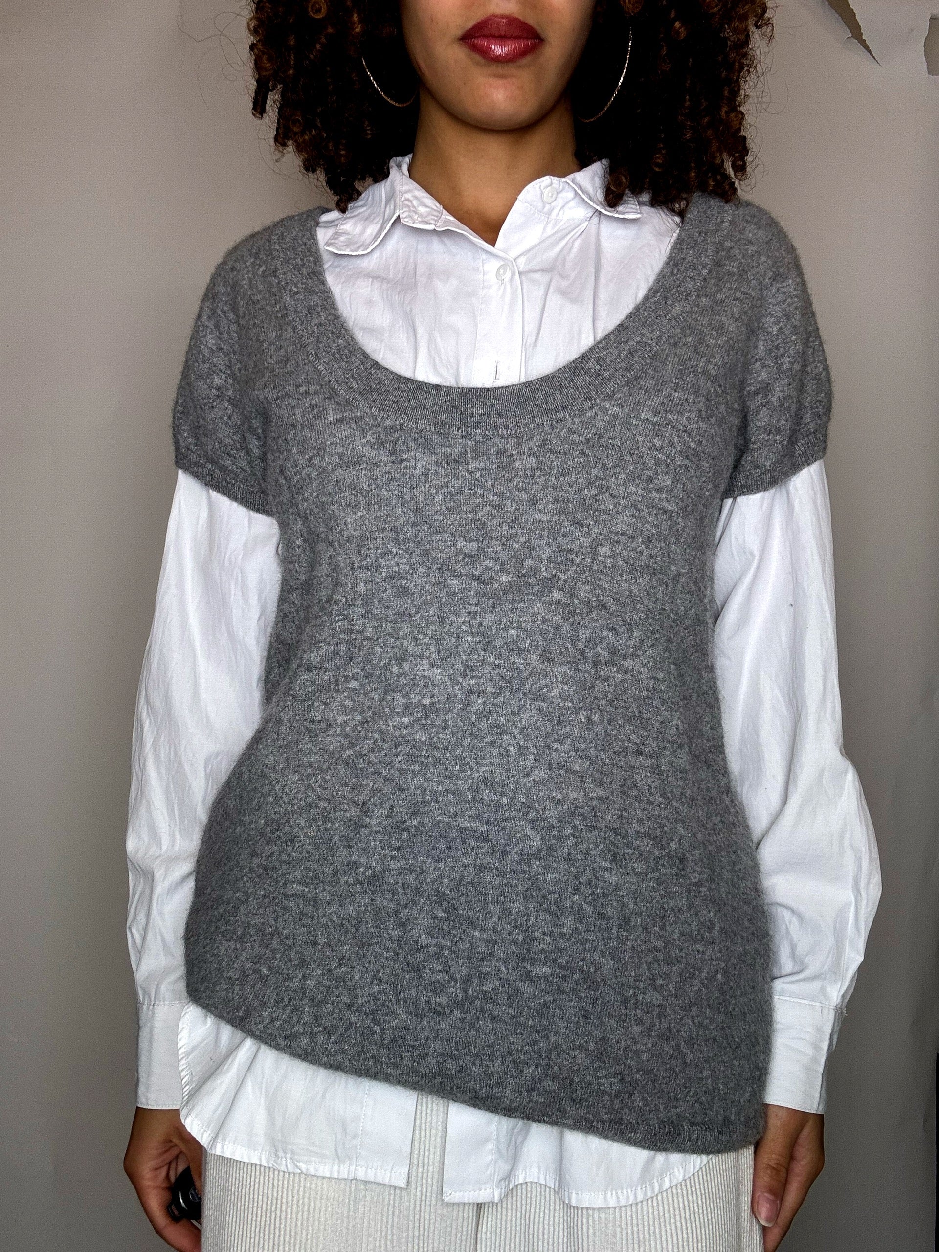 gilet gris en cashmere L vintage