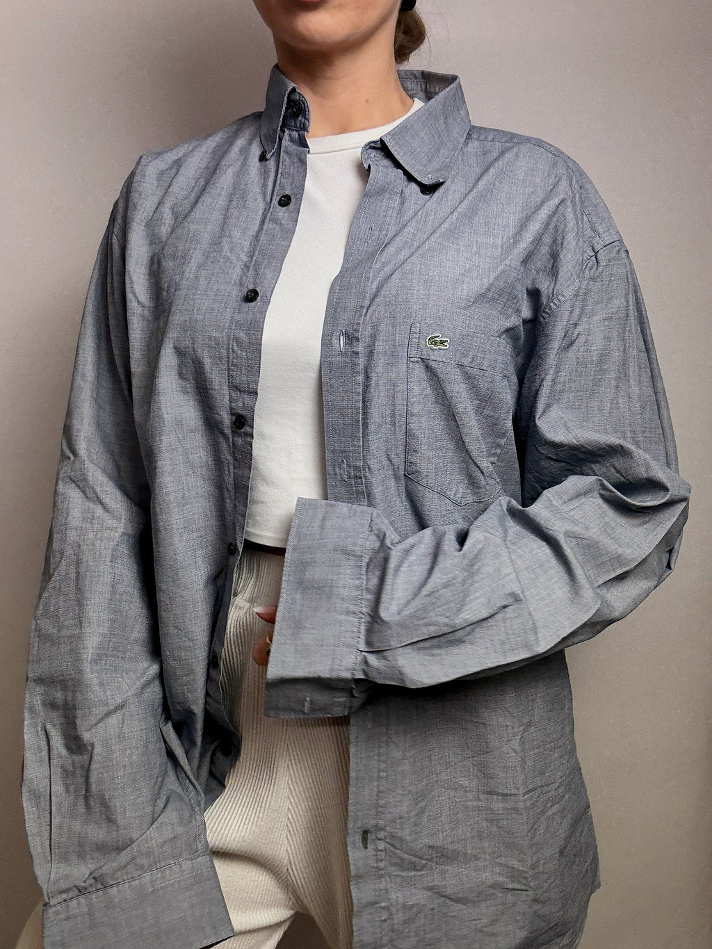 LACOSTE L/XL vintage denim blue shirt 