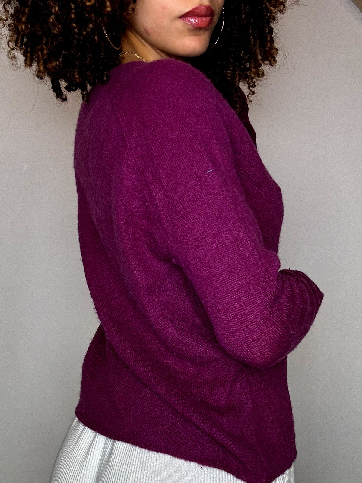 Pull en cachemire violet S vintage