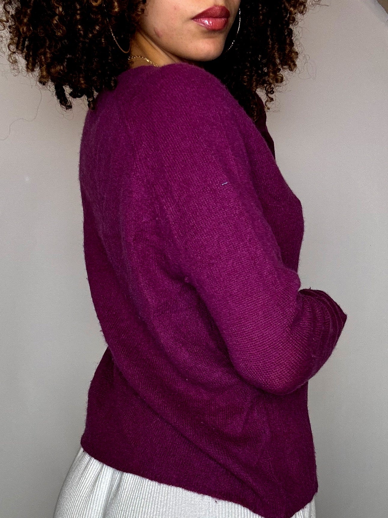 Pull en cachemire violet S vintage