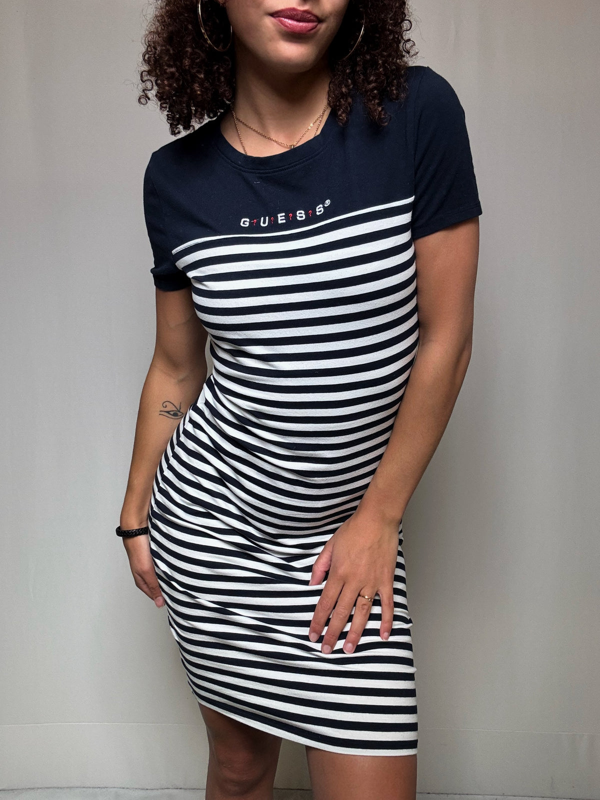 Robe teeshirt marinière Guess M vintage