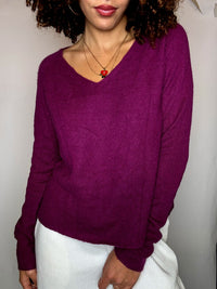 Pull en cachemire violet S vintage