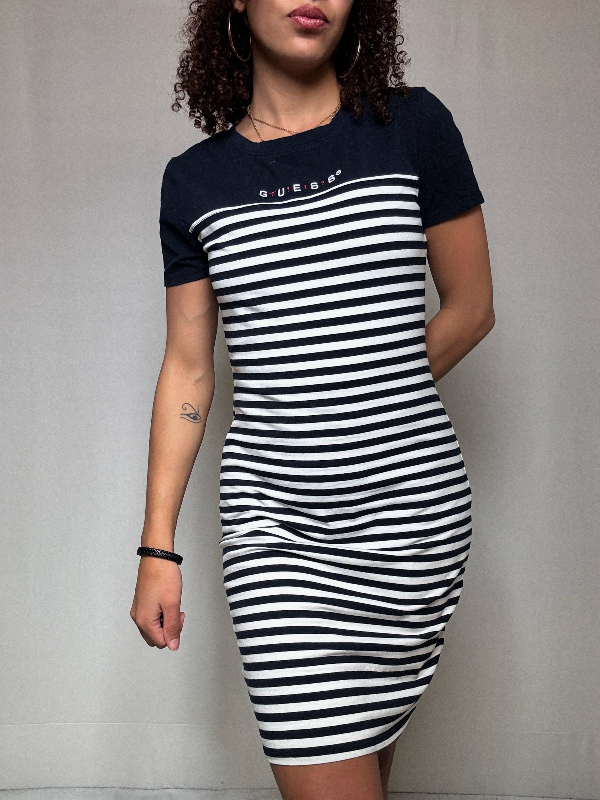 Robe teeshirt marinière Guess M vintage