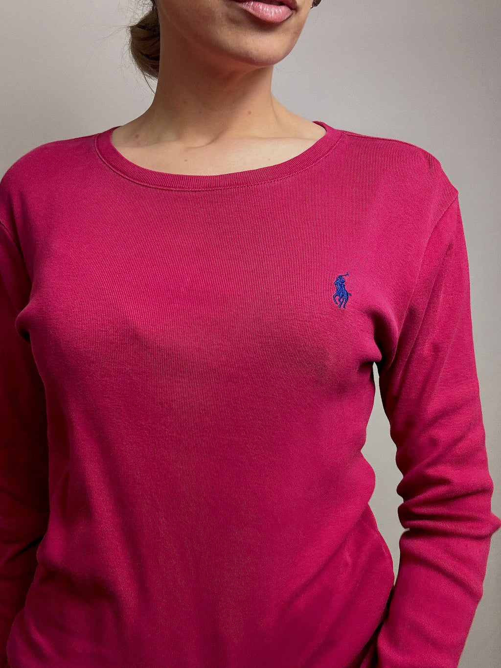 RALPH LAUREN L vintage raspberry crew neck fine sweater