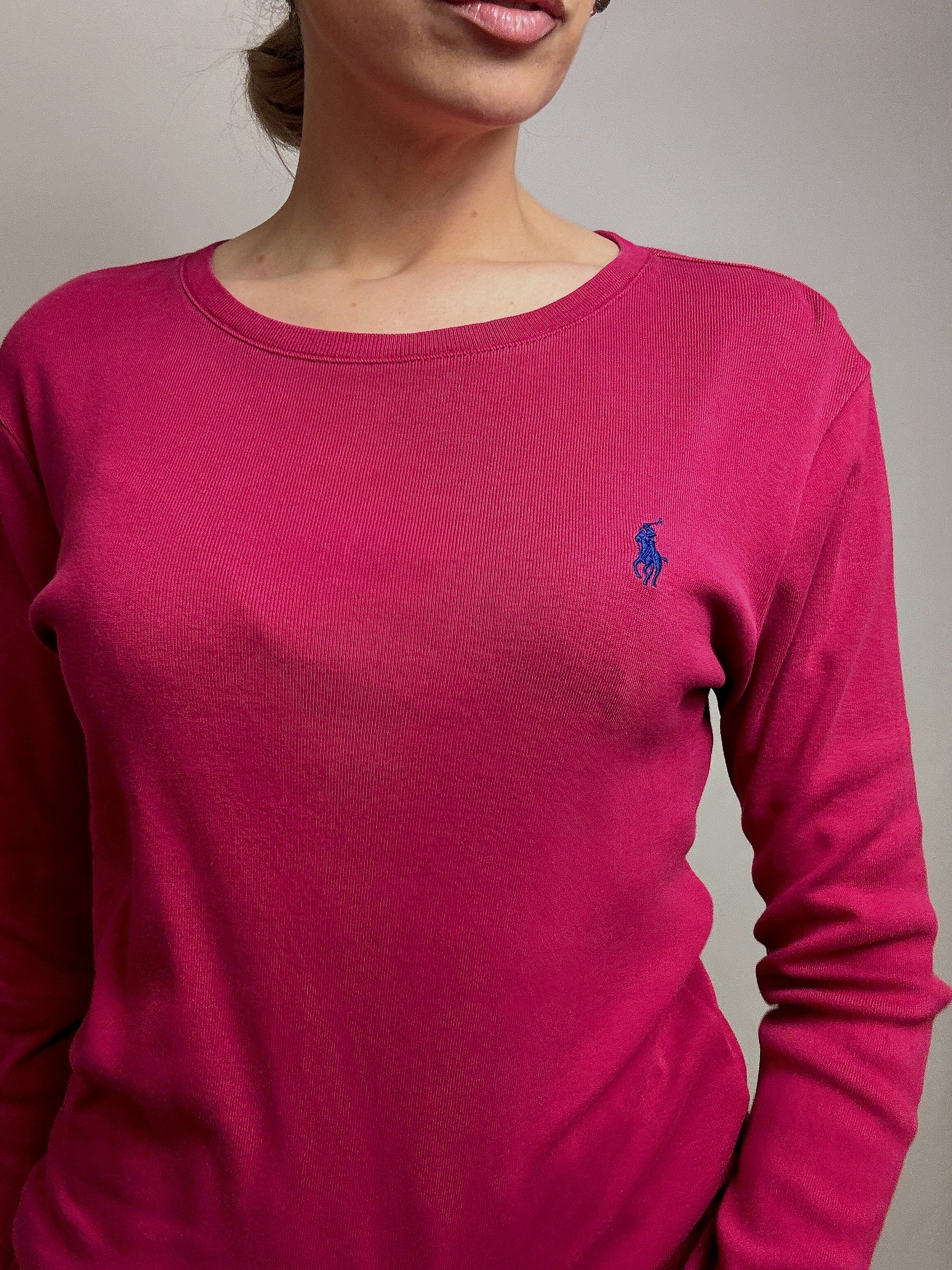 RALPH LAUREN L vintage raspberry crew neck fine sweater
