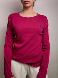 RALPH LAUREN L vintage raspberry crew neck fine sweater